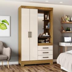 Guarda Roupas Solteiro 2 Portas 3 Gavetas Briz Nature/off Withe