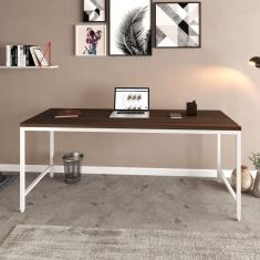 Escrivaninha 180cm Estilo Industrial Diretor Active Yescasa Nogal / Est.branca