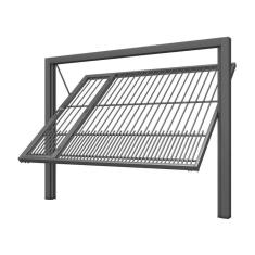 Portão Contrapeso De Aço Com Grade Tubolar 220x240 Req: 8,7 Cinza