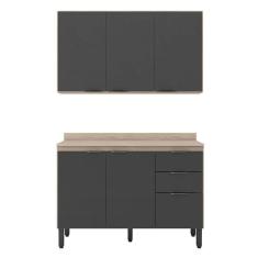 Cozinha Modulada Firenze Fi0010 Avena Grafito - Demóbile