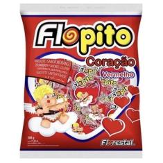 Pirulito Coração Flopito Morango Florestal  C/50 unidades - 500g