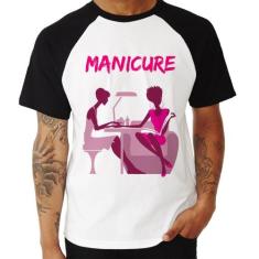 Camiseta Raglan Manicure - Foca na Moda, Branco, Preto, M