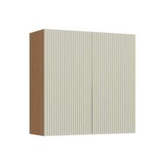 Armário Aéreo p/ Cozinha Simone Mendes c/ 2 Portas 80cm Carvalho/Cinza