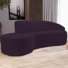Sofá 3 Lugares Curvo Sala de Estar Living Firenze Direito D02 Veludo R
