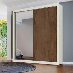 Guarda-Roupa Solteiro Móveis Europa Zurique Flex com Espelho 170cm Largura 2 Portas 4 Gavetas