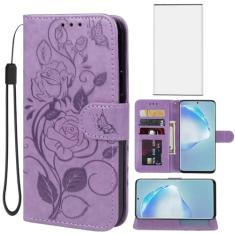 Vavies Capa para Galaxy S20 Plus 5G, capa carteira para Samsung S20+ SM-G985 com protetor de tela de vidro temperado, capa flip de couro floral com suporte para cartão de crédito para Samsung Galaxy