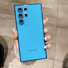Capa macia com glitter transparente para Samsung Galaxy S24 S23 Ultra S22 S21 Plus S20 FE A54 A34 A55 A52 A35 A53 A25 Capa de filme de câmera, azul, para Samsung S20