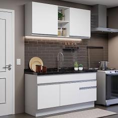 Cozinha Compacta Madesa Glamy 150002 com Armário e Balcão (sem Tampo e Pia) - Branco