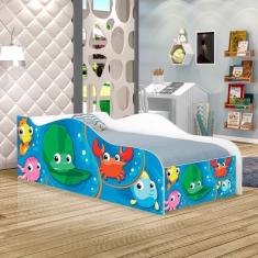 Mini Cama Fun Fundo Do Mar Peixes Infantil Com Colchão