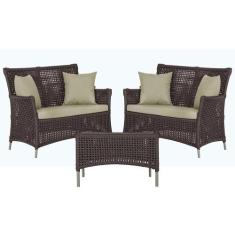 2 Sofás Área e Mesa Igapó Alumínio Pintura Fendi Corda Náutica Estofad