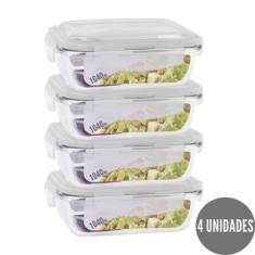 Conjunto 4 Potes 1040ml Hermético Vidro Tampa Mantimentos - Vari tudo
