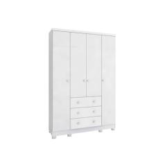 Guarda Roupa Bebê Moveis Peroba Junior 04 portas 03 gav MDF, Branco