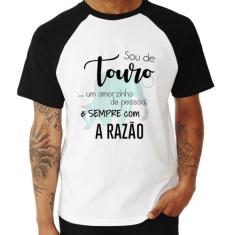 Camiseta Raglan Sou de Touro - Foca na Moda, Branco, Preto, GGG