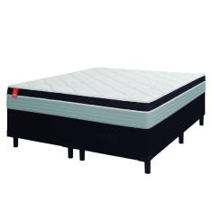 Cama Box Casal Queen Colchão Molas Ensacadas Real 158x198x65cm Preto / Cinza - Suporta até 130kg por Pessoa