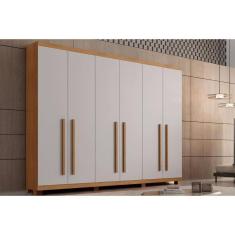 Guarda Roupa 6 Portas E 6 Gavetas C- Pés Pernambuco Naturale-off White - Rufato