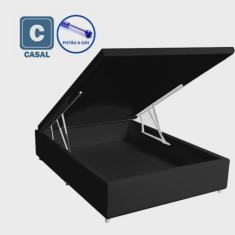 Base Box Baú Casal 1AColchões Sintético Preto 41x138x188