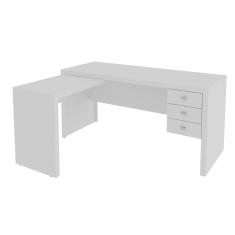 Mesa para Escritório com Mesa de Apoio e 3 Gavetas ME4106 Branco Tecnomobili