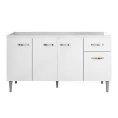 Balcão Gabinete Gabriela 150cm Sem Tampo 4 Portas Branco