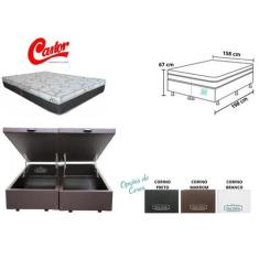 Conjunto Cama Box Baú Casal Queen Jadmax + Colchão Castor Class 158x19