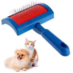 Escova Rasqueadeira Para Pet Cães e Gatos Azul e Cinza - Bwx