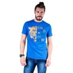 Camiseta Mister Fish Estampado Stay Strong Ney York City Masculina-Masculino