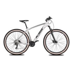 Bicicleta MTB Aro 29 KSW 27V Freio Hidráulico Cubo K7 Trava, Branco, P