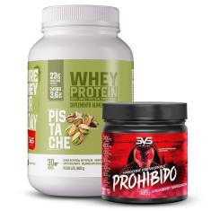 Combo Pré Treino Prohibido 360g  + Whey Protein 100% Concentrado 900g-Unissex