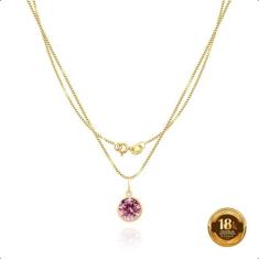 Cordão Corrente Veneziana Ouro18k 750 40cm Ponto De Luz 6mm Rosa - S.D