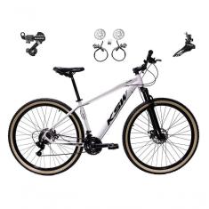 Bicicleta Aro 29 Ksw Xlt 24v K7 Câmbios Shimano Freio Hidráulico Garfo Trava Pneu Faixa - Branco Tam.19