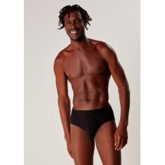 Cueca Slip Em Algodão Com Elástico Personalizado - Hering, P, Preto