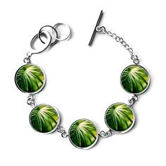 DIYthinker Bracelete com pingente de corrente e imagem de planta verde