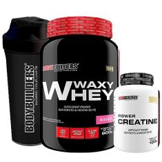 Kit Waxy Whey 900g + Power Creatina 100g + Coqueteleira - BodyBuilders (Morango)