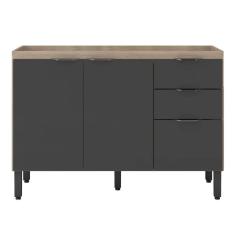 Balcão Para Cozinha 120cm 3 Portas 2 Gavetas Firenze SSX Multicoisas