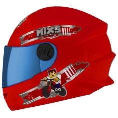 Capacete Fechado Mixs Start Infantil Blocks, VERMELHO, 54