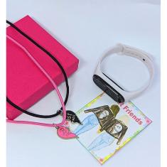 Kit Relógio Infantil Digital Led Silione Esporte Menina Menino + Colares Amizade Best Friends Pingente Desenho Animado