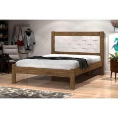 Cama LAI Casal Com Cabeceira Trabalhada 100% MDF Com Estrado em Madeir