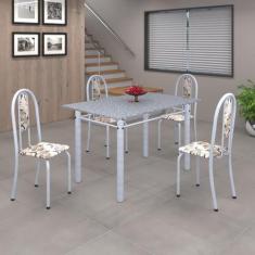 Conjunto de Mesa 120x75cm Tampo em Granito com 4 Cadeiras Iris A - Som