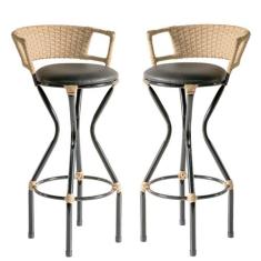 Conjunto 2 Banquetas com Assento Estofado Charme em Ferro - Coage Móve