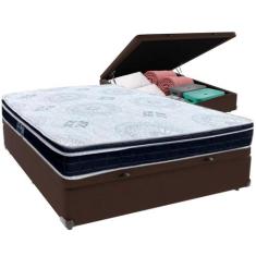 Cama Box Baú e Colchão Orthosono D33 Com Euro Pillow Viúvo Anjos,  Mar