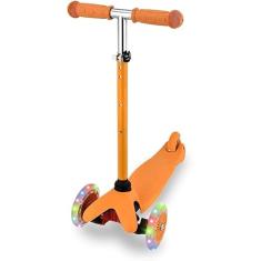Patinete Infantil Ajustável 3 Rodas com Led. (Laranja)