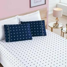 Jogo de Lençol King Petit Poa 200 Fios 3 Peças - Marinho - Bia Enxovai