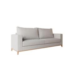 Sofá 3 Lugares Davos Base de Madeira Linho Cotton Cru - Mobly
