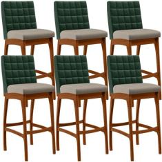 Kit 06 Banquetas Altas Cozinha Sala Jantar Fixa Mila L02 Facto Verde M