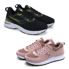 Kit 2 Pares Tênis Fitness Esporte Cadarço Conforto Esportivo-Masculino