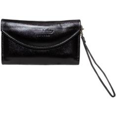 Bolsa pequena de mão em couro com alça removível porta cartão versátil