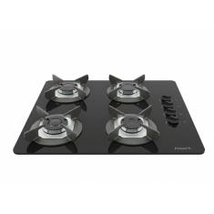 Cooktop a Gás Fogatti Safe 4 Bocas Vidro Temperado com Trempes Ferro Fundido Acendimento Automático Preto Bivolt