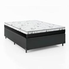 Cama Box Viúva 128 Sintético Preto com Colchão Espuma D33 One Face - Bello Box - 58X128X188