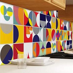 Adesivo Azulejo Colorido Retrô 15x15cm Com 40 Unidades