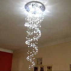 LUSTRE ESPIRAL COM 1,30 METROS DE ALTURA,BASE DE INOX 30CM DE DIÂMETROS,CRISTAIS LEGÍTIMOS K9 30MM