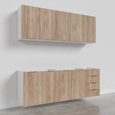 Cozinha Modulada 4 Peças sem Tampo 2 Aéreos e 2 Balcões Ipanema CabeCasa MadeiraMadeira Branco/Acácia